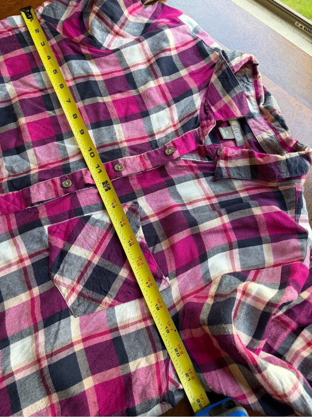 Falls Creek | Pink Black White Plaid Quarter-Button Shirt - Picture 8 of 9